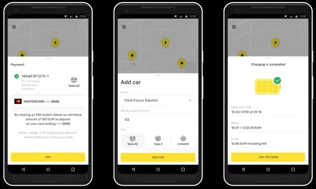 Mobile app payment and charging interface