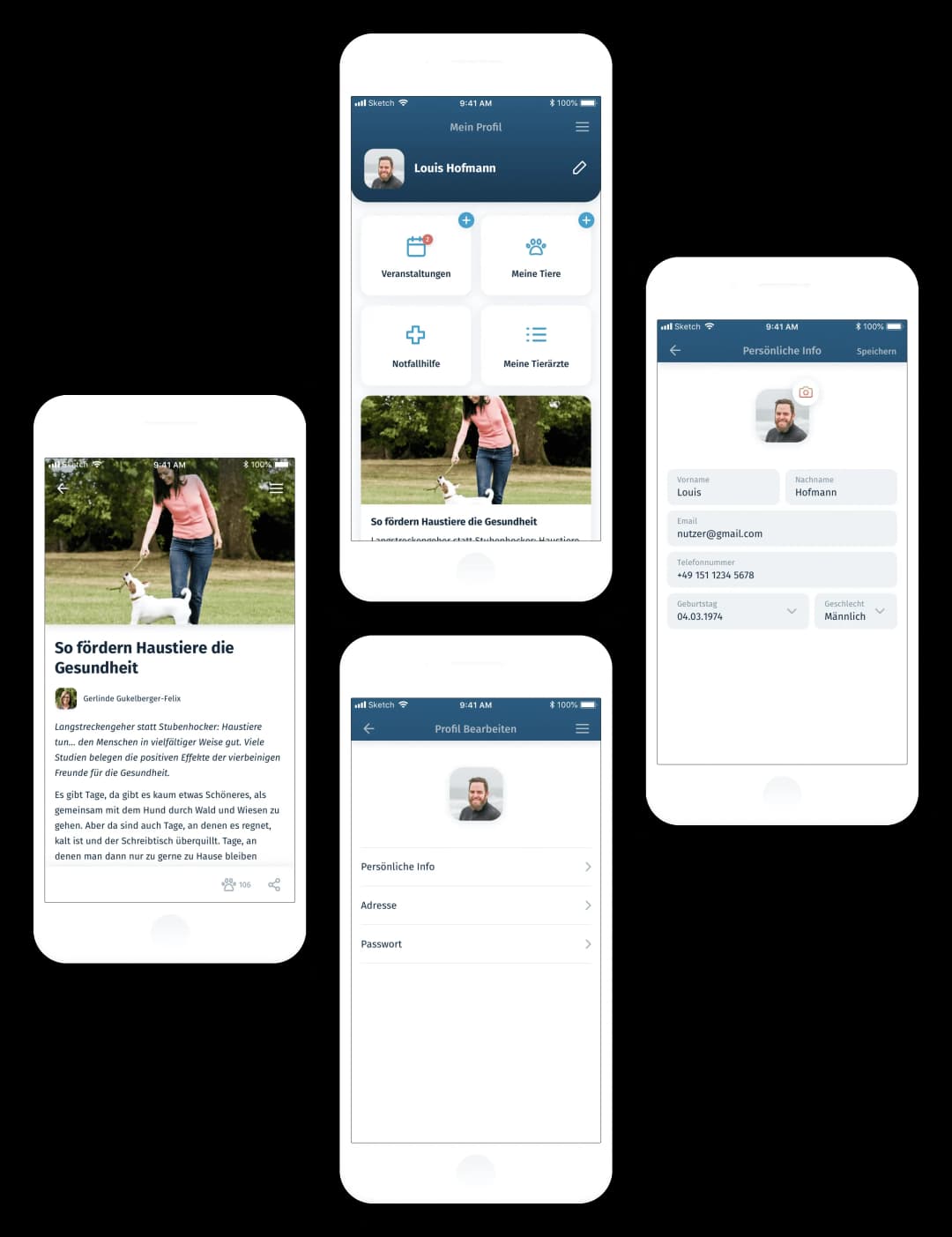 screenshots of the app