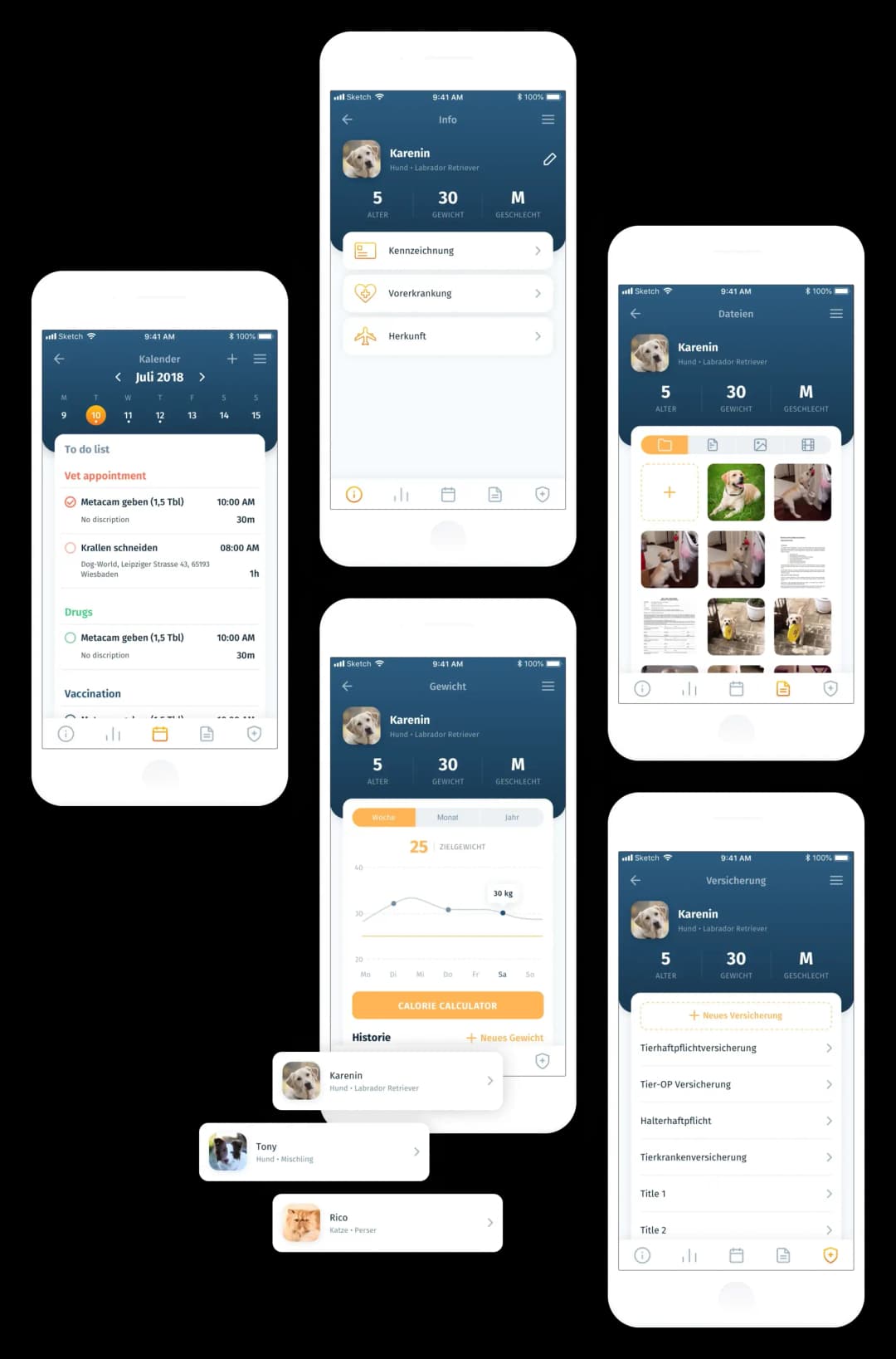 screenshots of the app