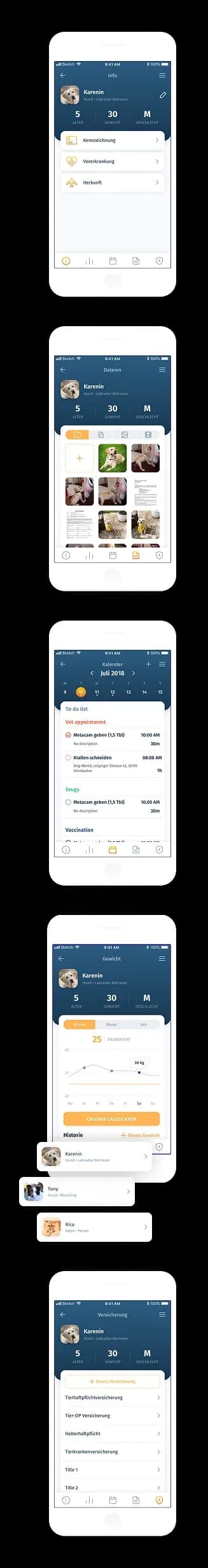 screenshots of the app