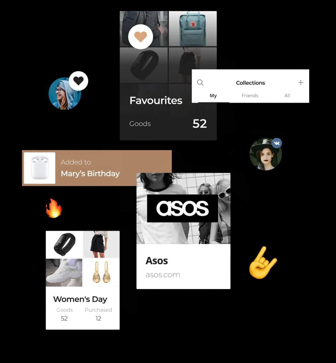 UI screenshot of shopping app features