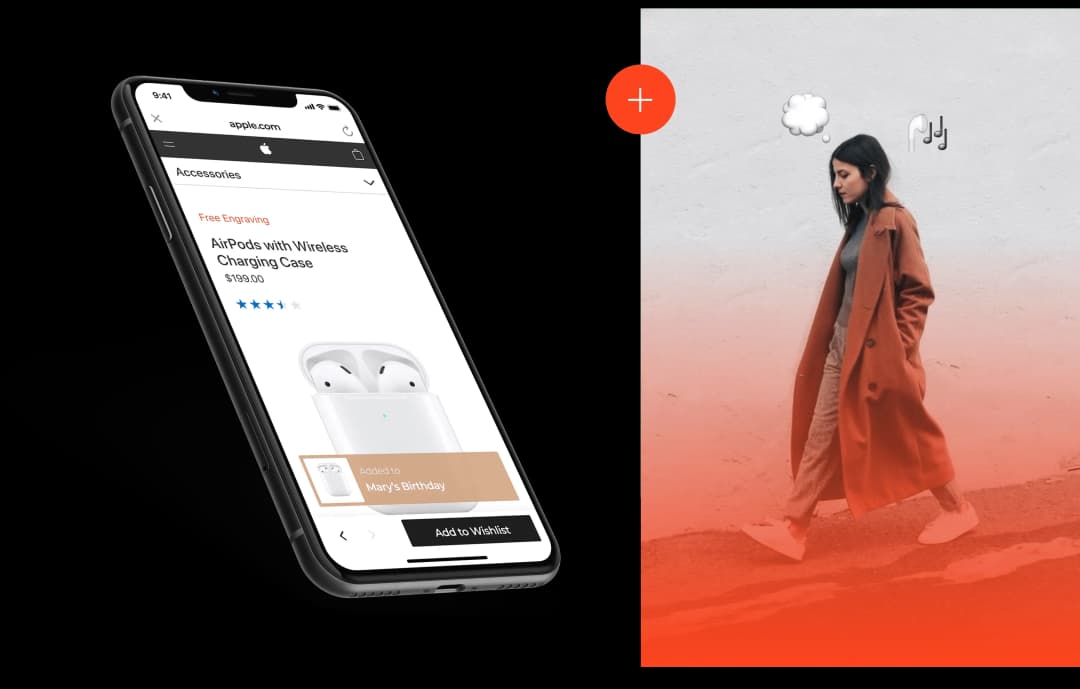 Mobile app showcasing AirPods product page