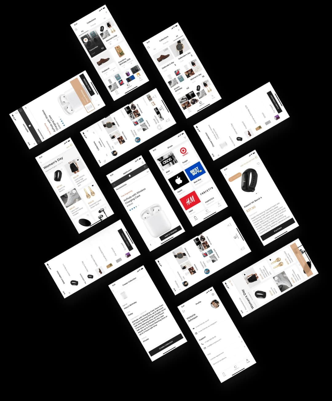 E-commerce mobile app interface showcase