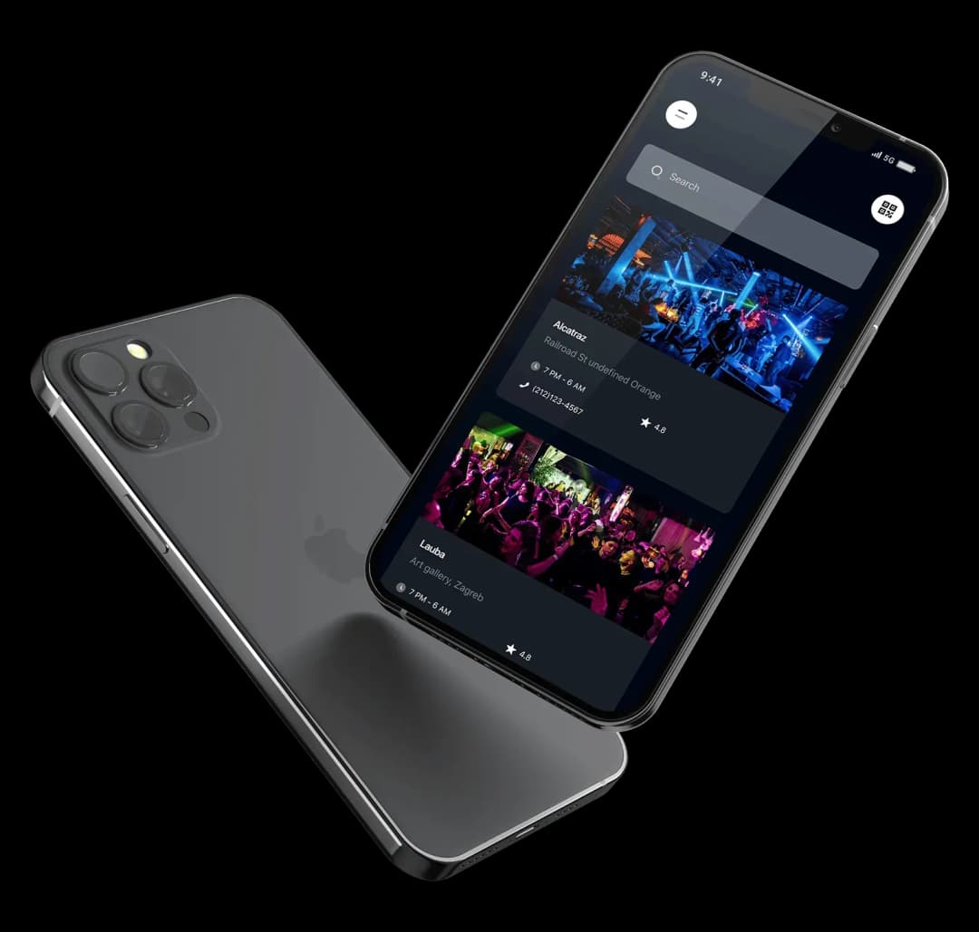 Mobile app interface showcasing event listings