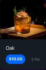 Cocktail menu item display with drink price