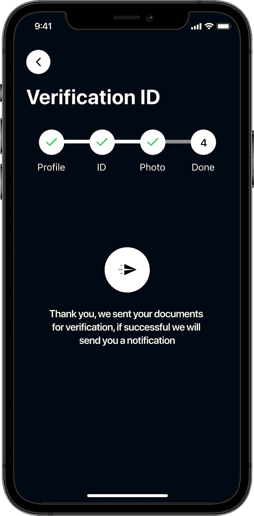 Mobile app verification ID screen