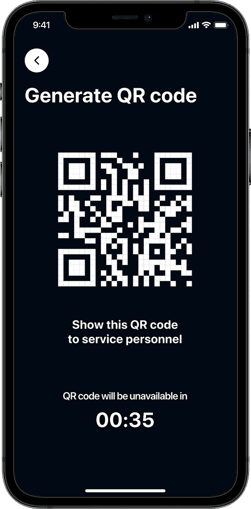 QR code generation screen with timer