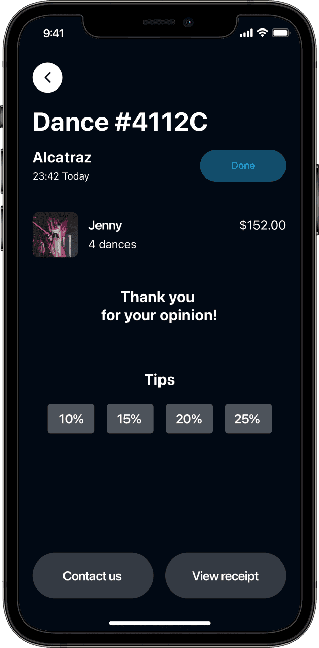 Mobile app payment confirmation screen