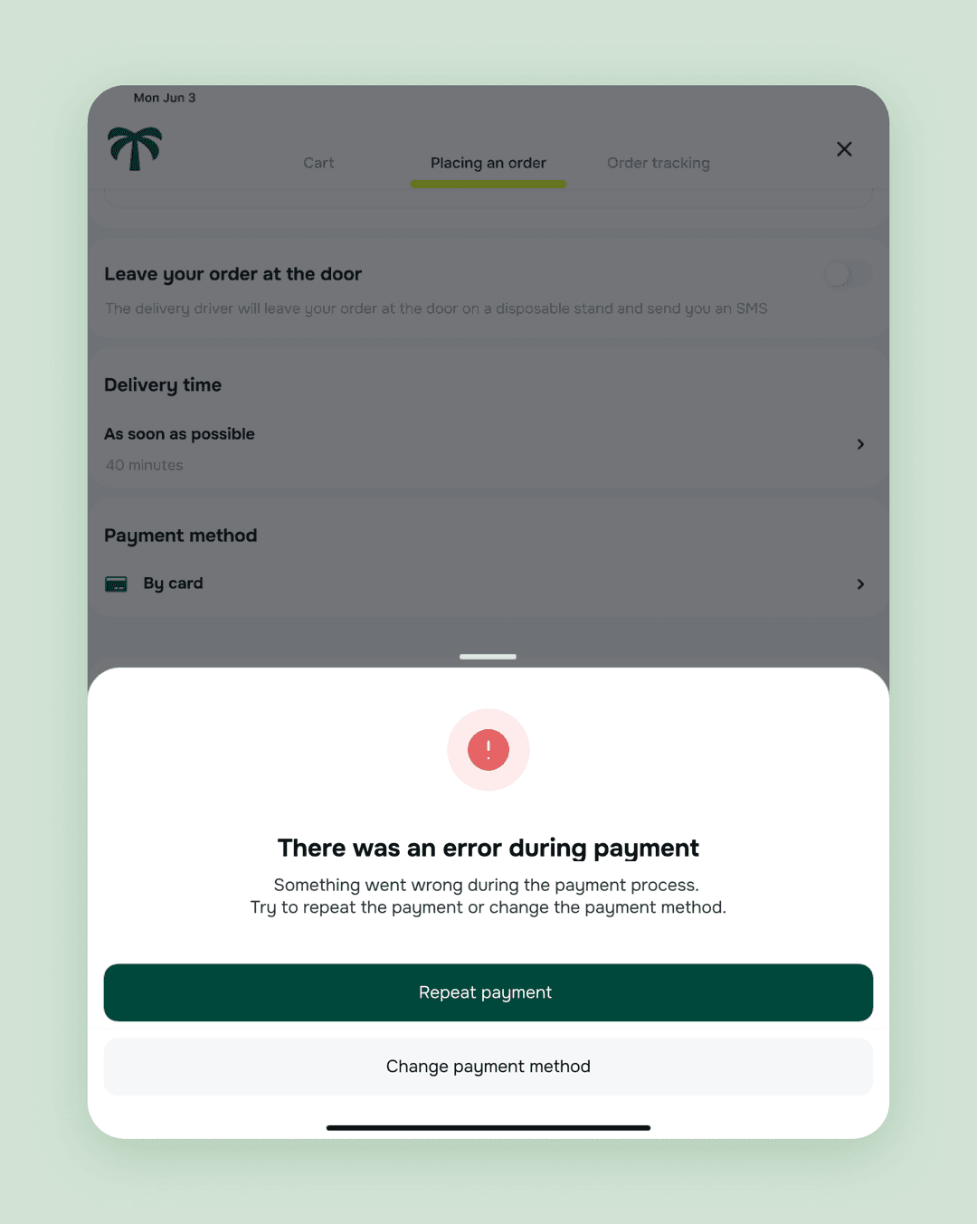 Payment error: notify the user