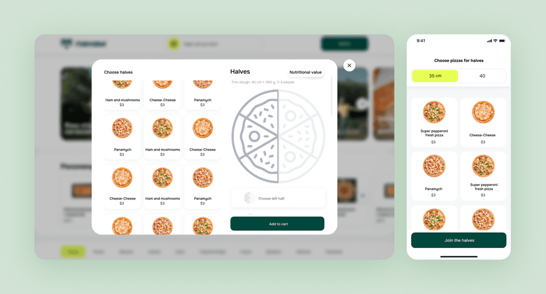 Choosing pizza halves