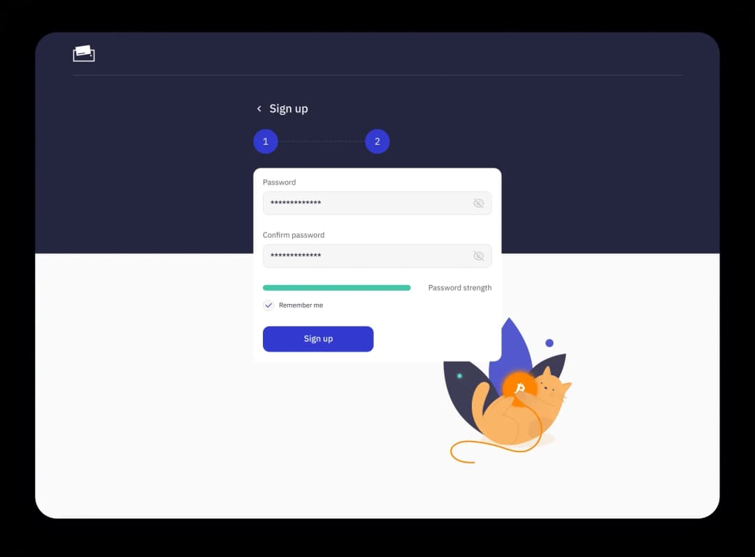 Mobile app sign-up screen