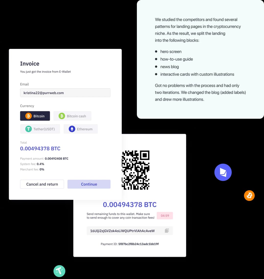Cryptocurrency invoice template screenshot