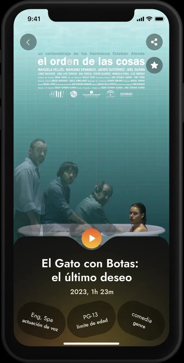 Mobile app movie details screen