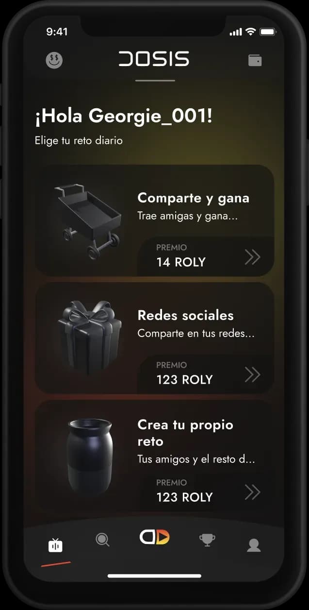 Mobile app daily challenge screen