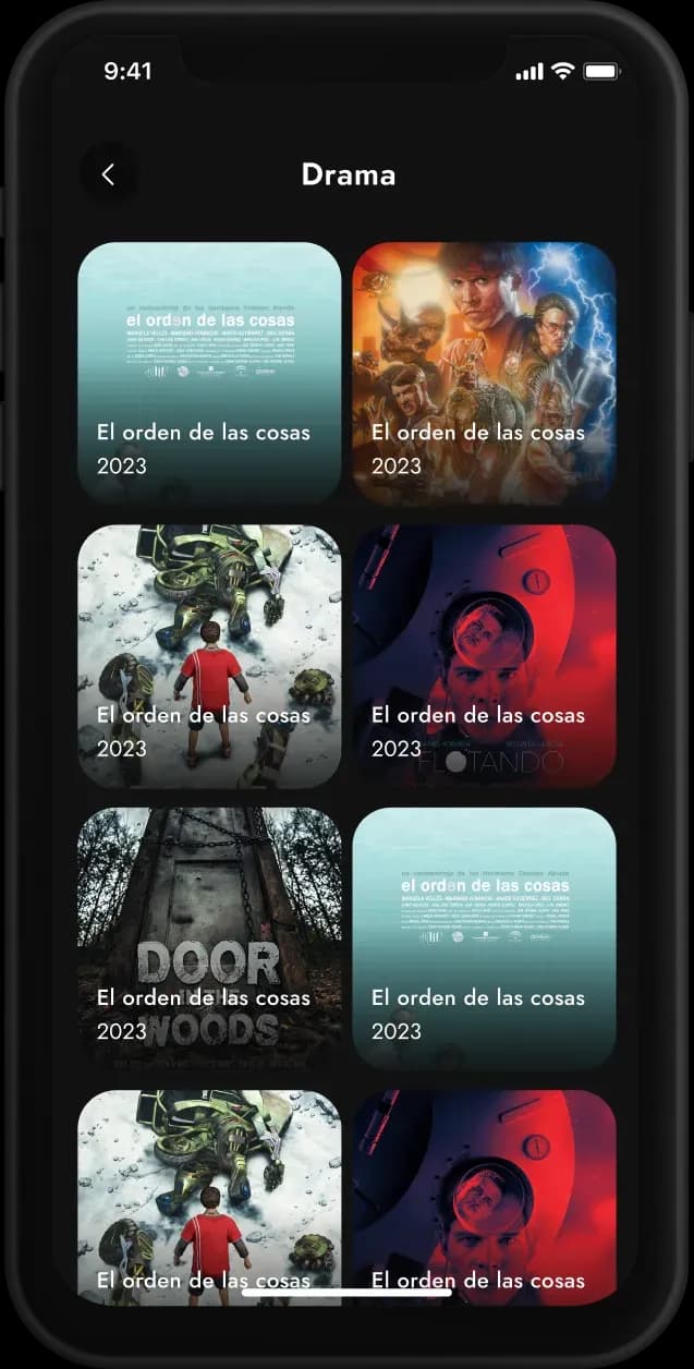 Mobile app screen displaying drama titles