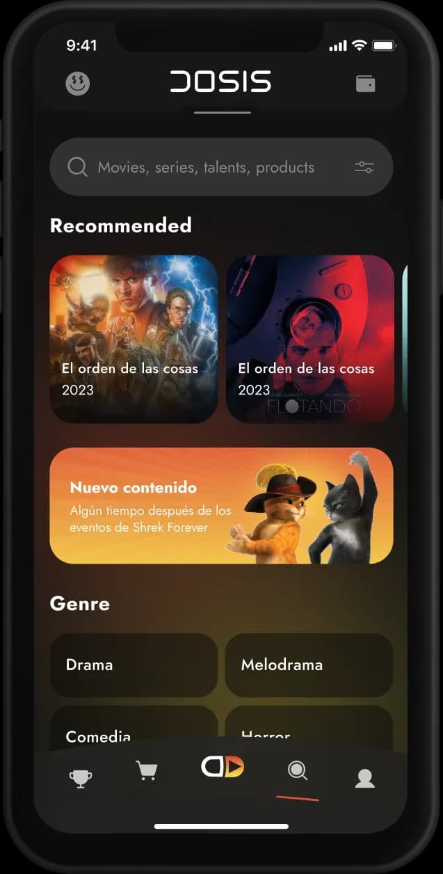 Mobile app content browsing screen