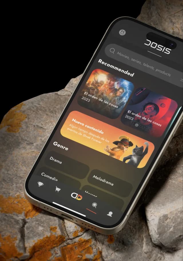 Mobile app interface showing content recommendations