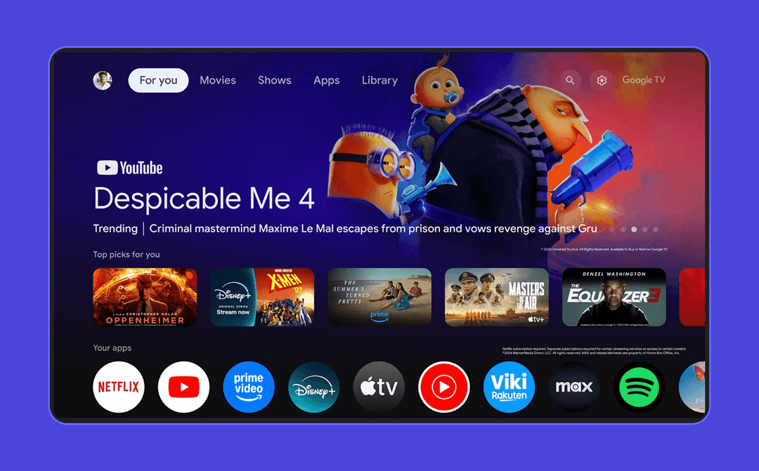 Главный экран Google TV
