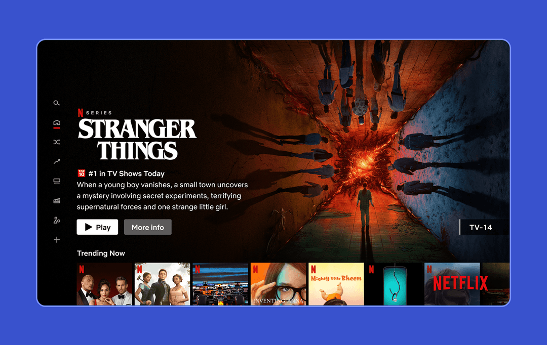 Главная страница приложения Netflix на телевизоре 