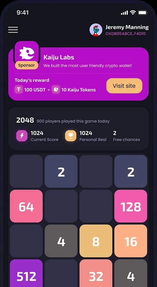 Mobile app game score screen