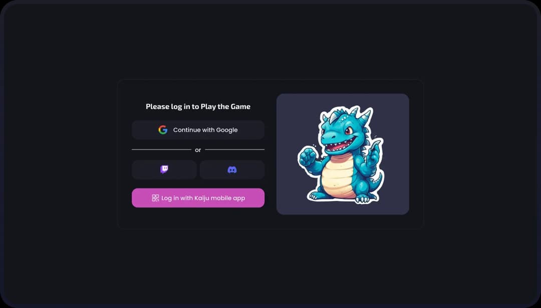 Game login screen with character illustration
