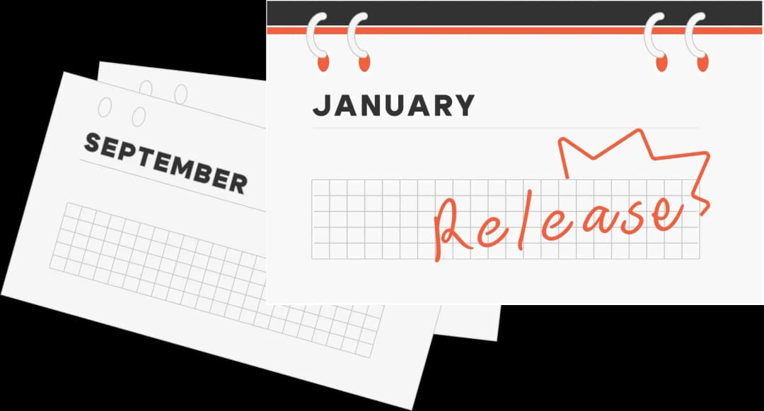 Calendar pages for September and January with "Release" highlighted