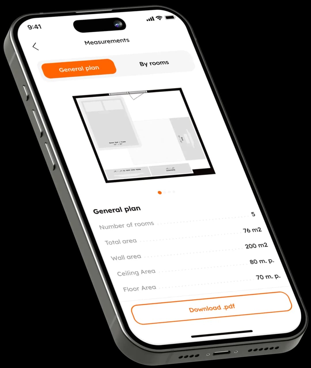 Mobile app measurements overview screen