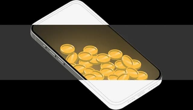 Mobile app with coins graphic