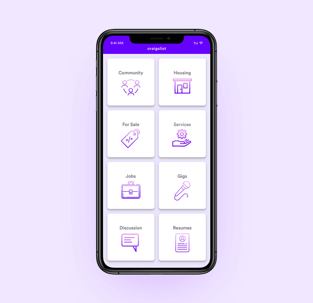 Search categories on Craigslist
