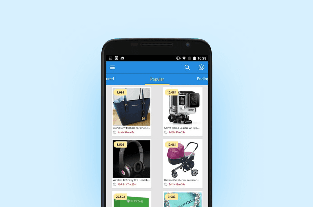 Listia interface: search results
