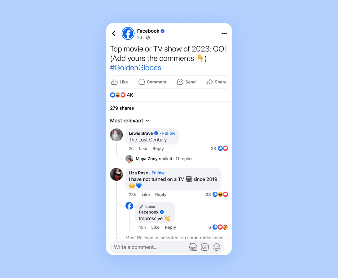 Screenshot of the official Facebook page