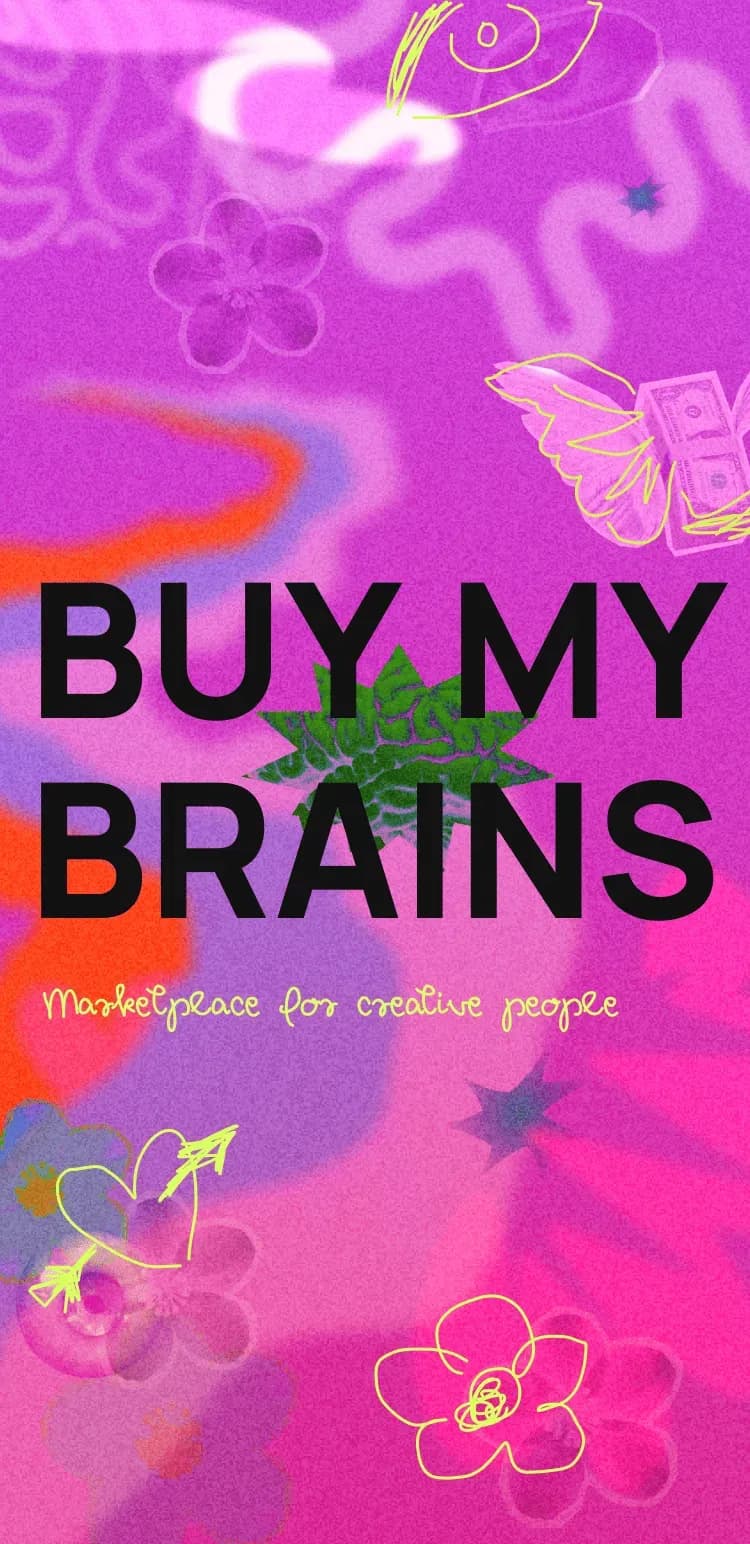 Colorful graphic design featuring text and doodles