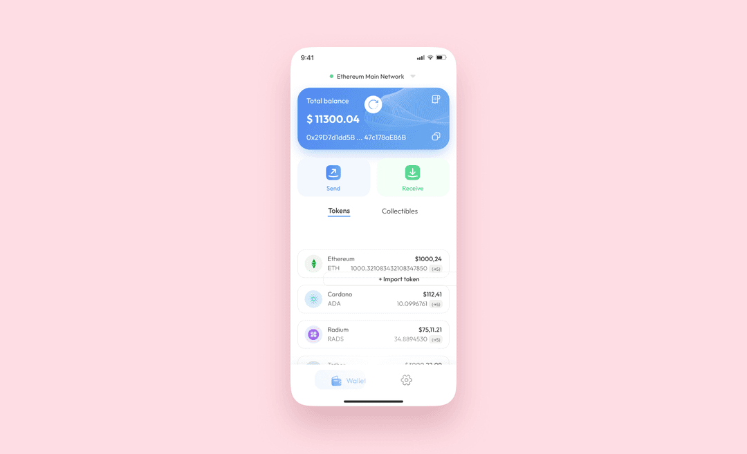 crypto wallet interface