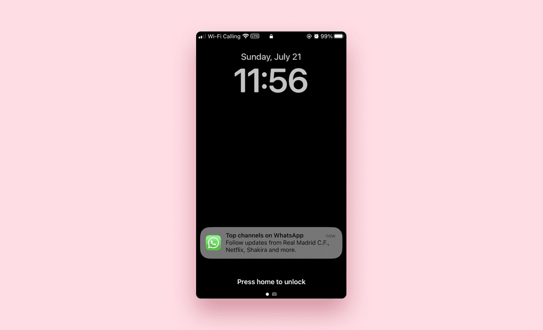 A screenshot of a push notification from WhatsApp