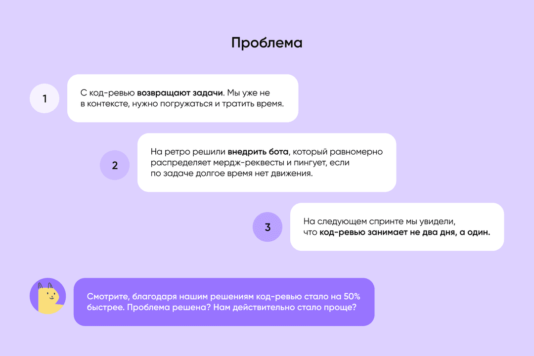 Карточки решения проблемы код-ревью: возврат задач, бот-распределитель, ускорение ревью вдвое