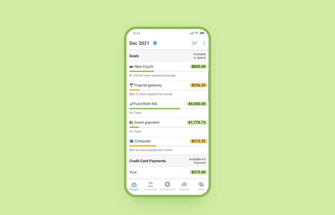 Интерфейс приложения YNAB