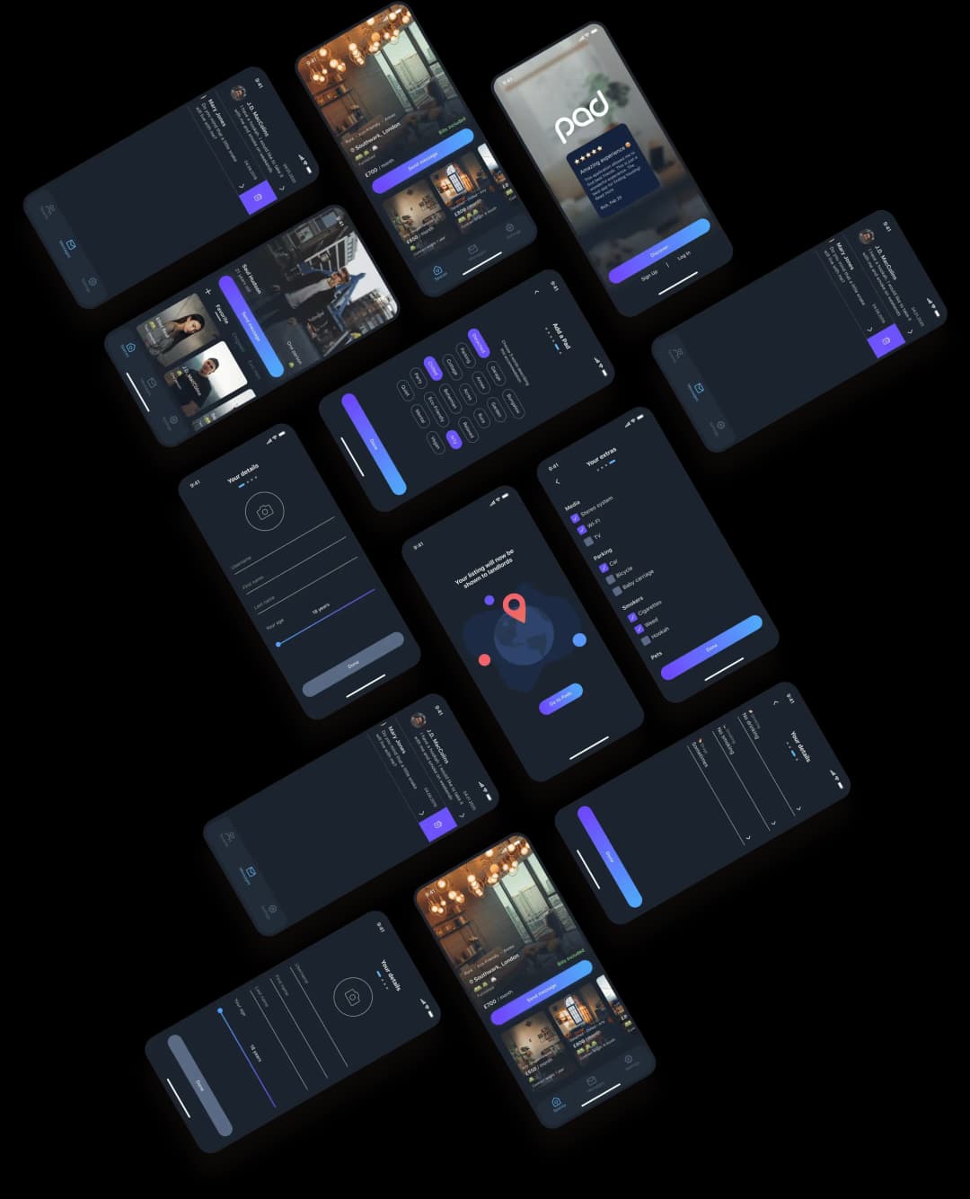 Mobile app interface layout visualization