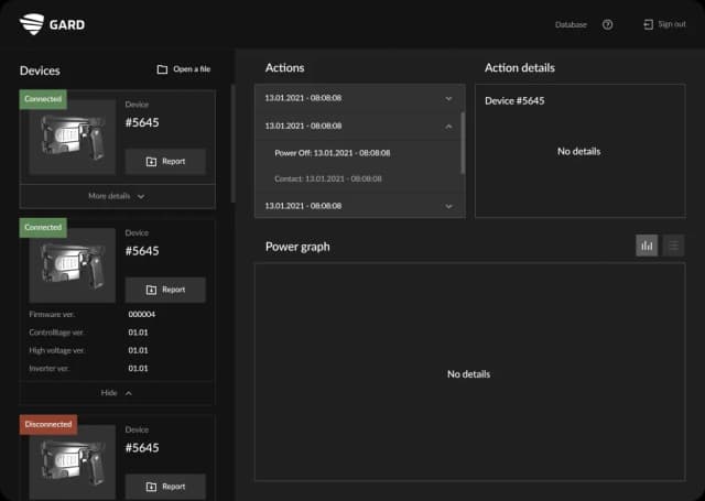 Device management dashboard screenshot