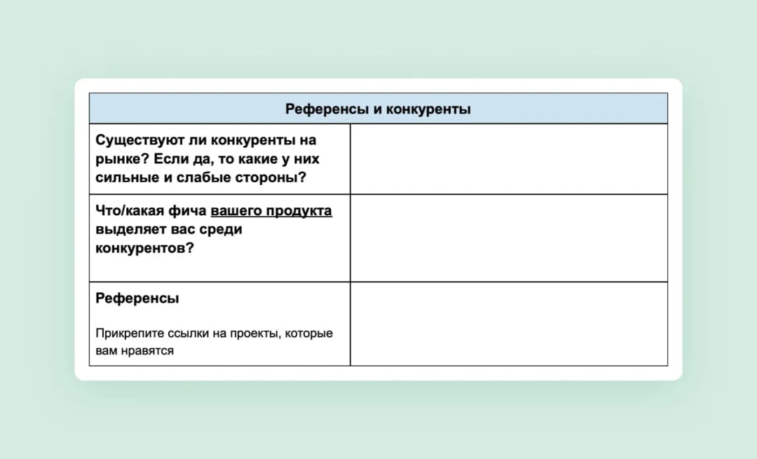 скриншот брифа, референсы и конкуренты