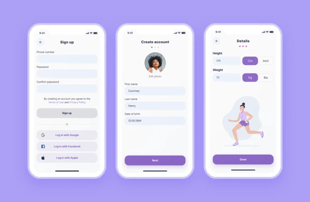 Fitness app design