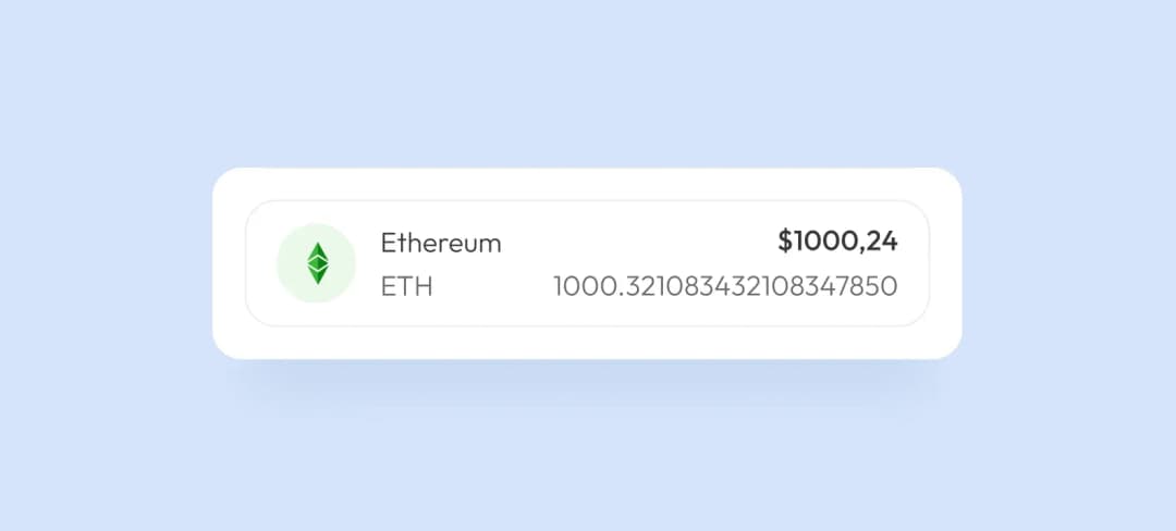 Элемент приложения, отображающий баланс криптовалюты Ethereum