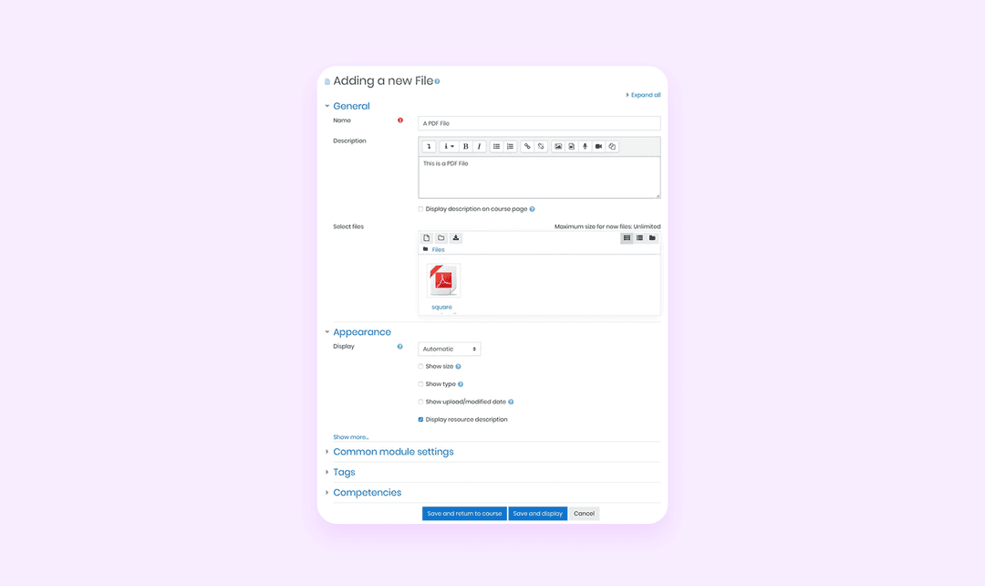 Загрузка файлов в Moodle