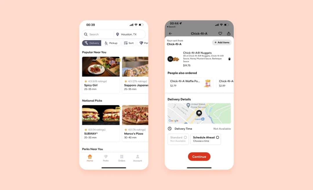 GrubHub vs. DoorDash interfaces