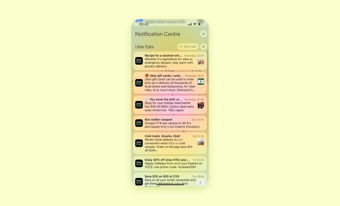 Push notifications in Uber Eats