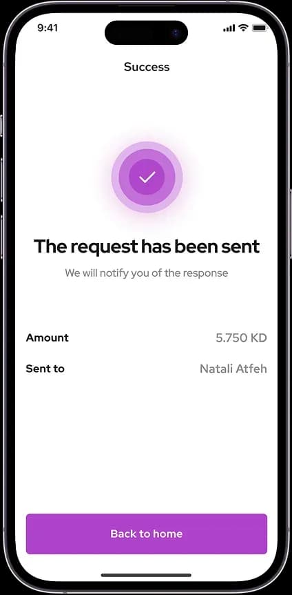 kem p2p payment app money transfer screen