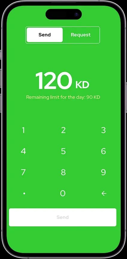 Mobile app money transfer screen