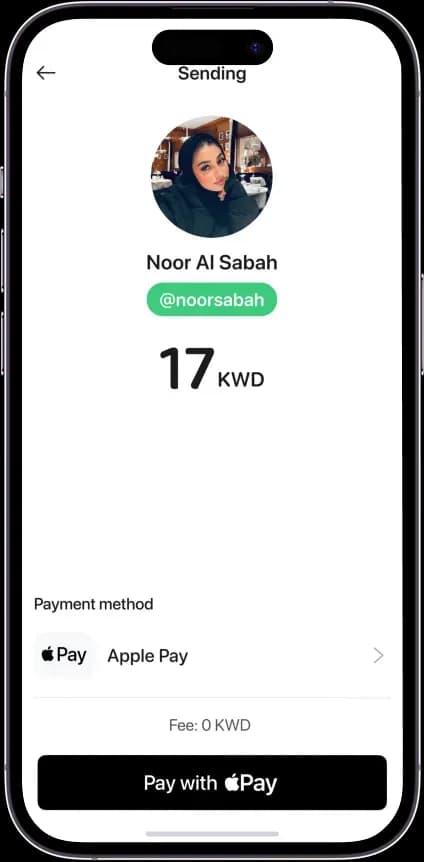 Mobile payment app sending screen