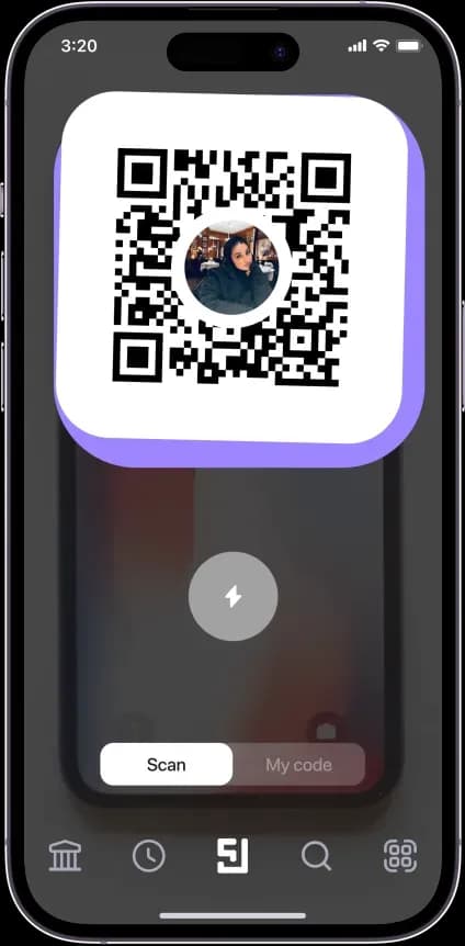 QR code scanning interface on mobile app