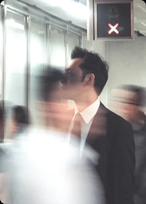 Blurry scene of people in motion