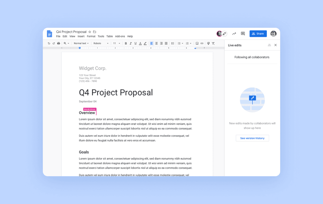 Screenshot of Google Docs’ interface